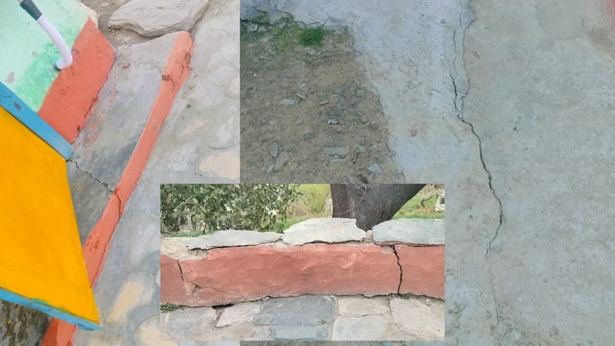 जसपुर सिल्याण मोटरमार्ग पर कटान से भूस्खलन, मकानों पर पड़ी दरारें; काम बंद कर भागे ठेकेदार