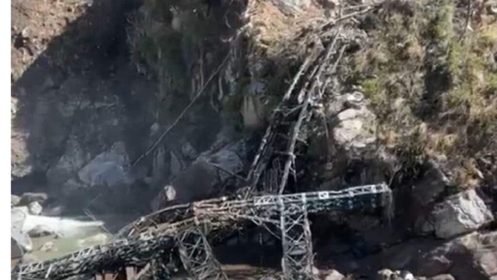 Under-Construction 60-Meter Span Bridge Falls in Tharali, Chamoli uttarakhand